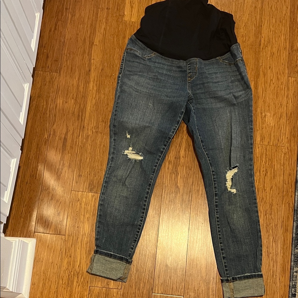 Distressed Blue Jeans maternity